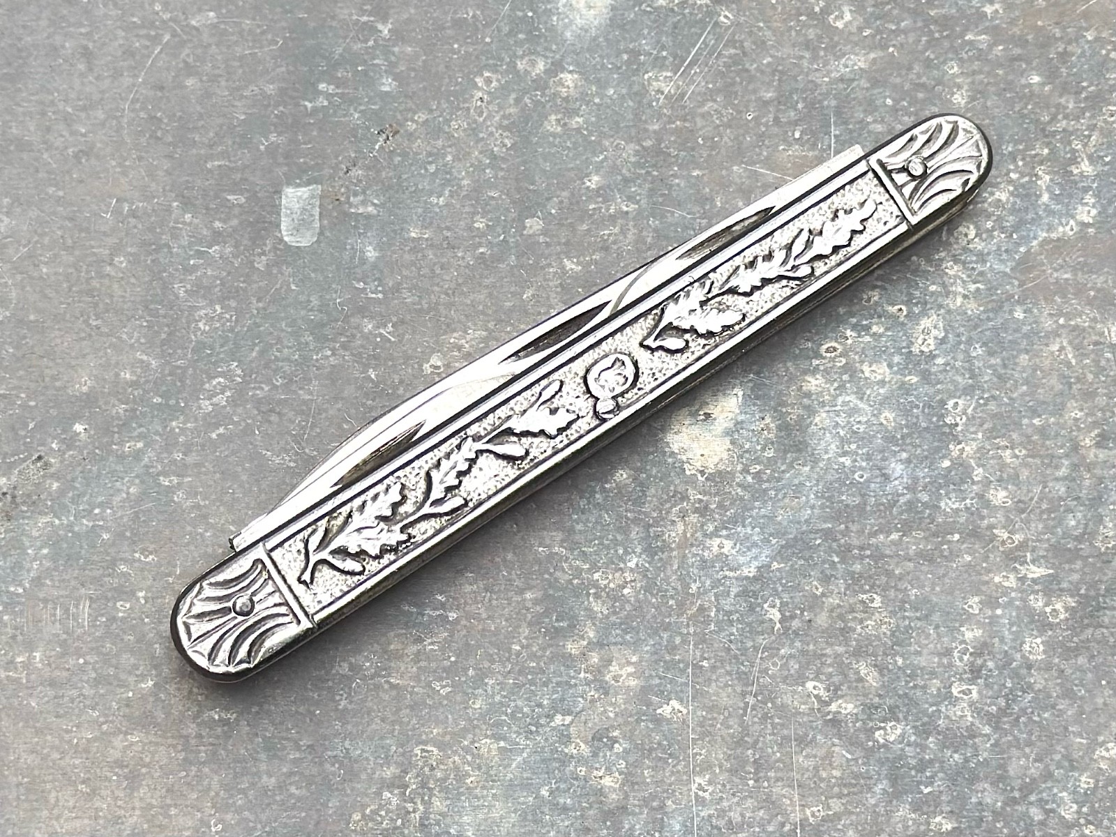 Vintage Gentleman’s Pocket Knife Decorative Metal Handle Cigar Fork German(?)