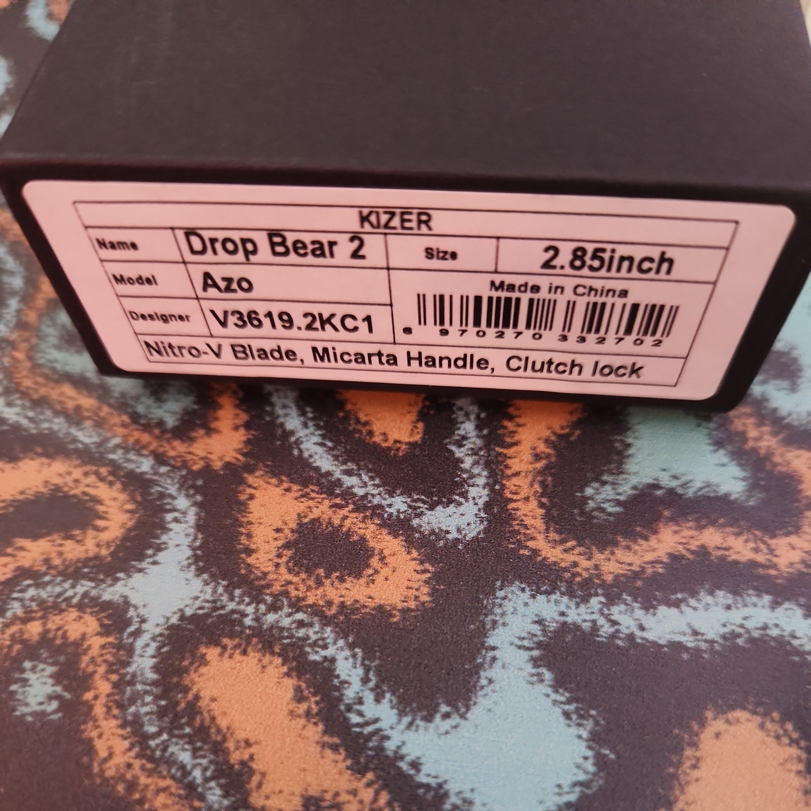 Kizer Cutlery Drop Bear 2 Green Micarta Folding Nitro-V Pocket Knife V36192KC1