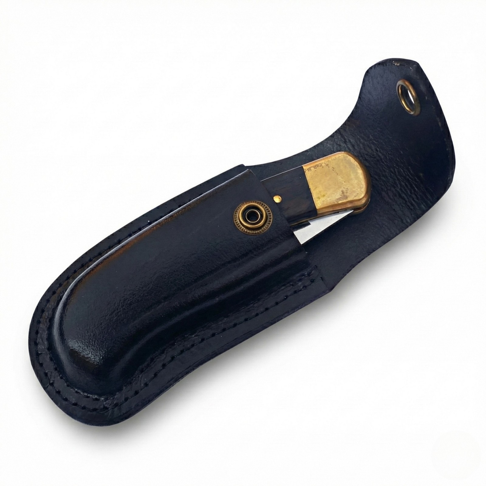 Black Leather Folding Knife Belt Sheath EDC Pouch Tactical Buck 110