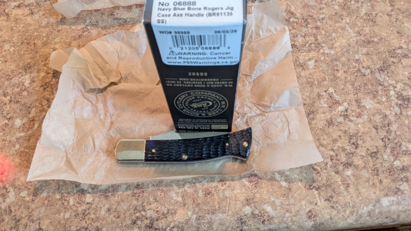 2026 Case XX Axe Handle Navy Blue Bone Rogers Jig BR61135 SS