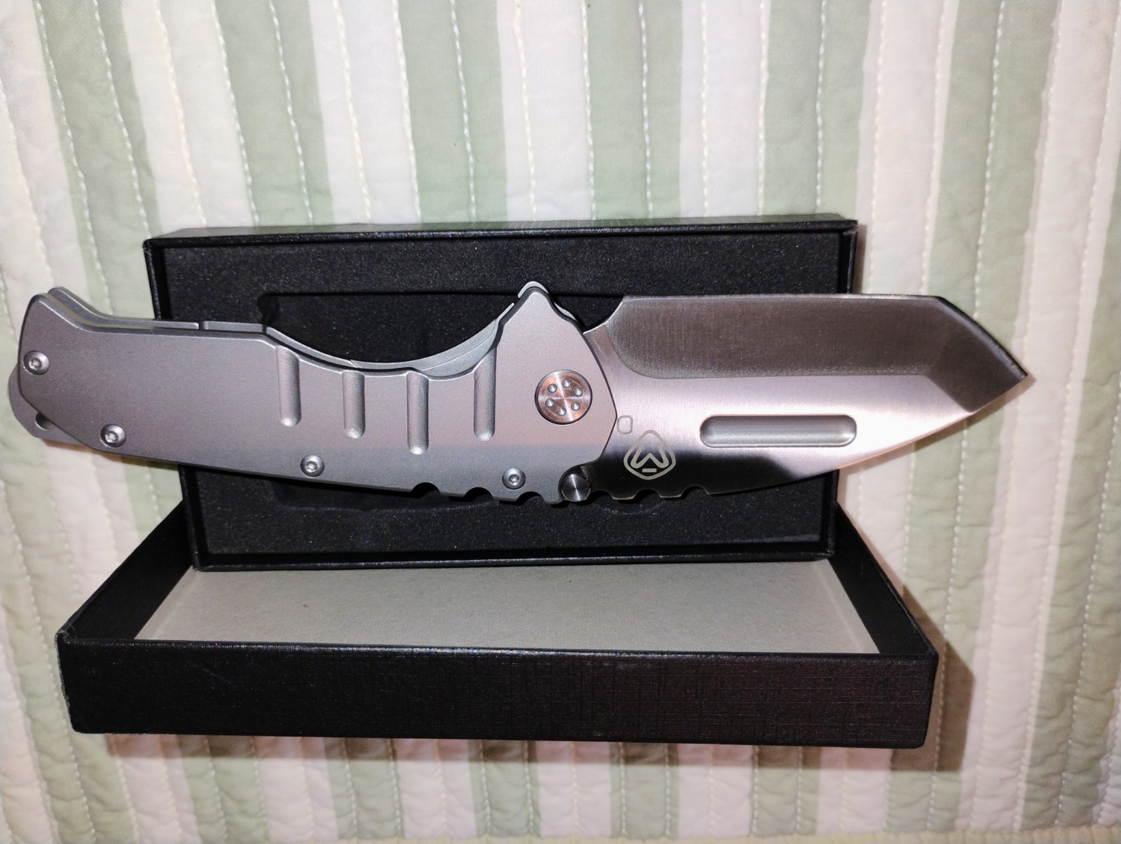 Medford Praetorian T Gray Titanium Handle Frame Lock Tanto Manual Pocketknife