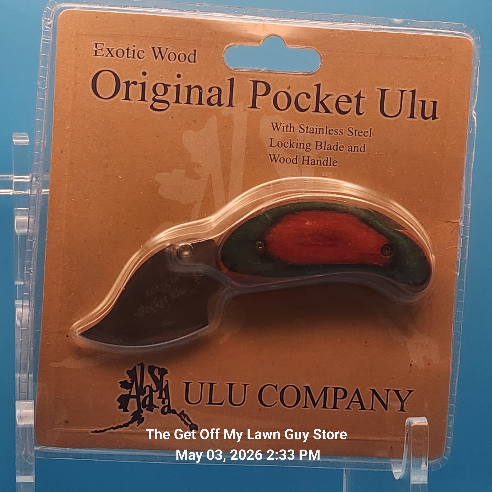 New Alaska Ulu Pocket Knife Exotic Wood Folding Locking Blade 2.75in Steel