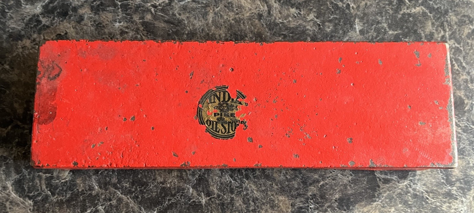 Vintage India Oil Stone Cast Iron Box Norton Co. Pike Mfg Pike N.H. USA