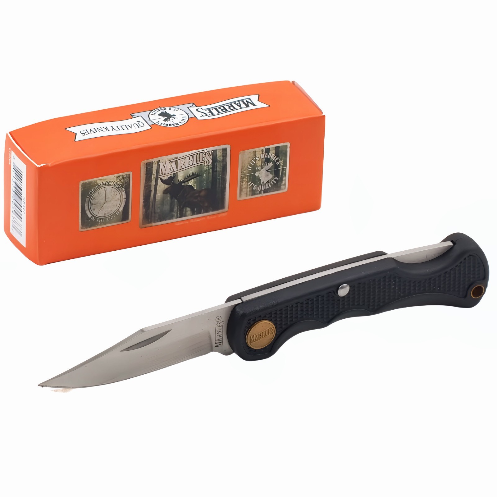 Marbles Black Lockback Folding Pocket Knife MR567 Clip Point Blade