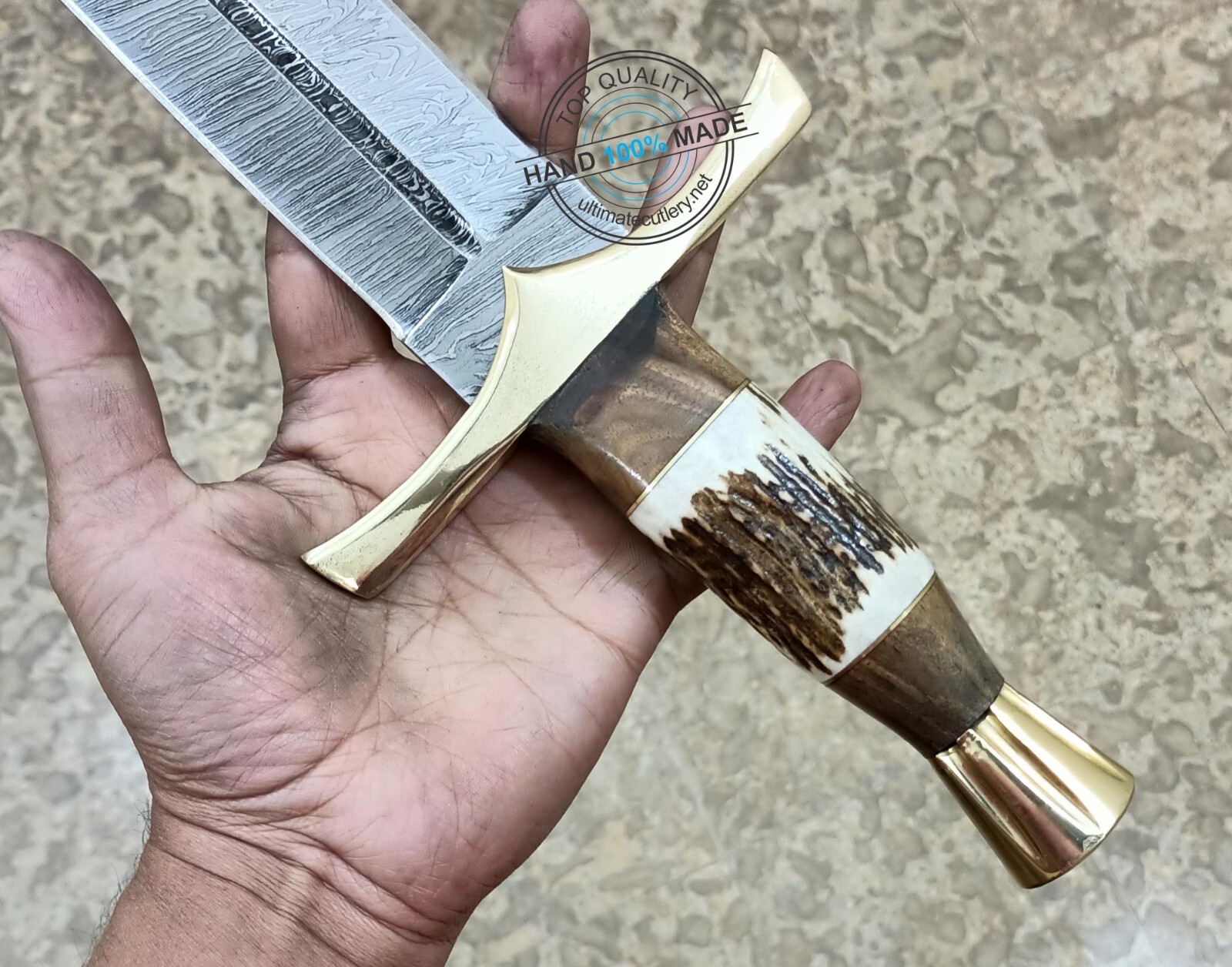 21.25″ Custom Hand Made Beautiful Damascus steel double edge Sword knife (3005-3