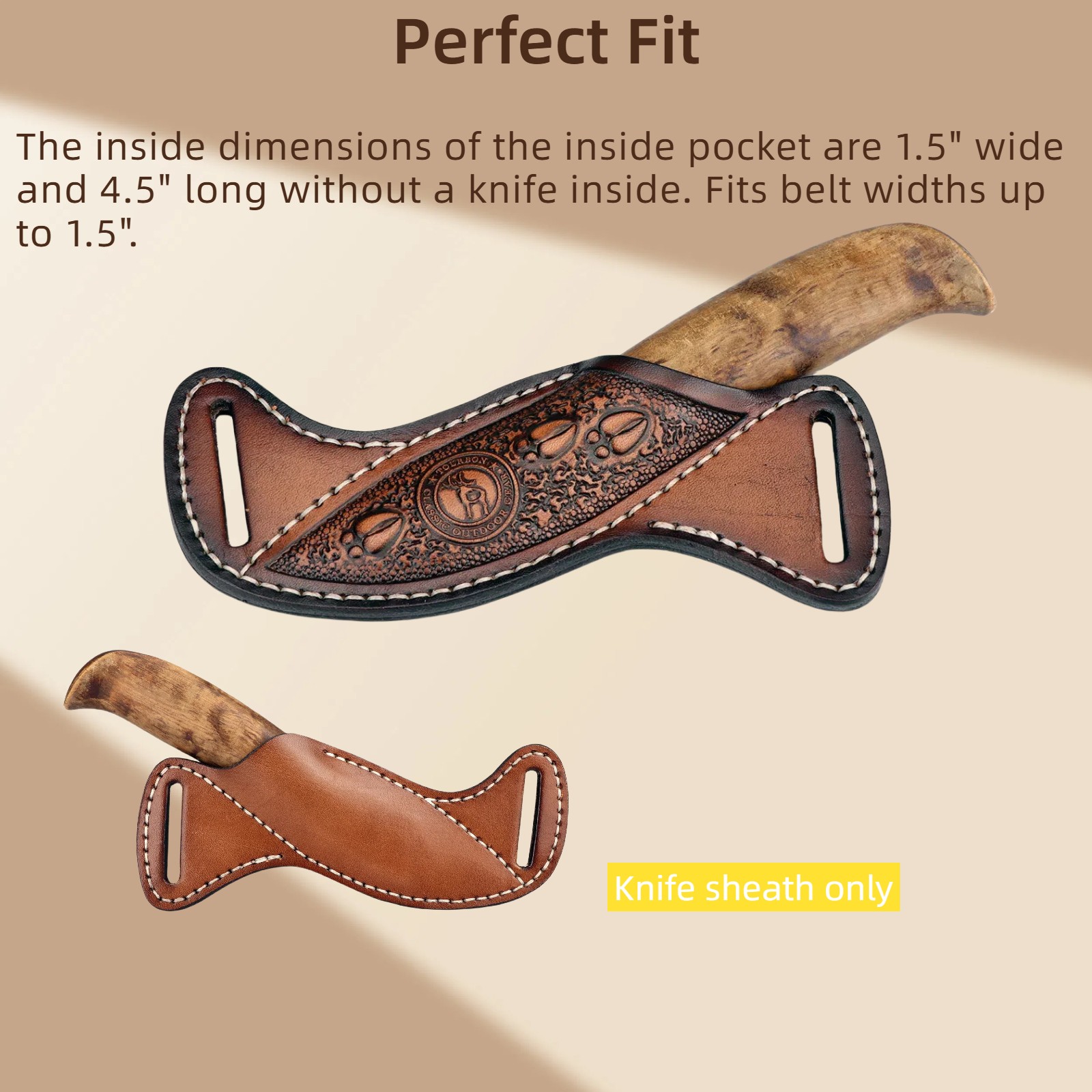 TOURBON Leather Fixed Blade Knife Sheath Slanted Pancake Belt Holster Hunting US