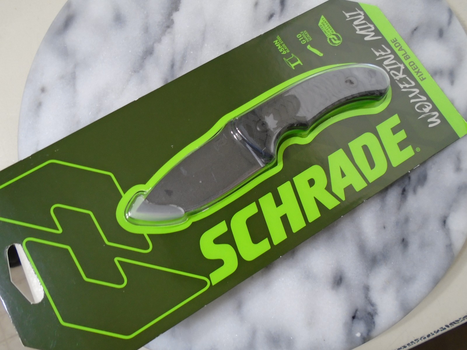 Schrade Mini Wolverine Fixed Blade Hunter Knife Full Tang Teflon 65MN G10 New
