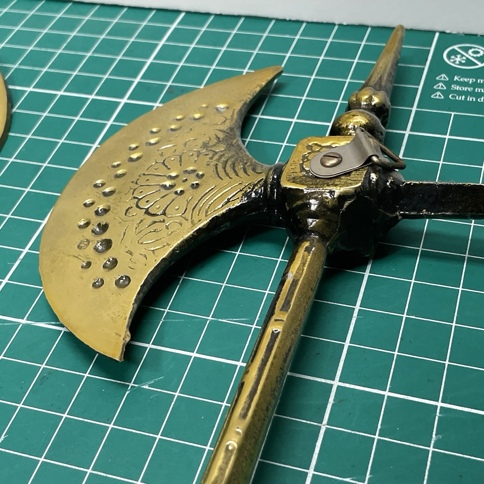 Vintage Metal Decorative Axes Pair Wall Mount Made In Japan Medieval Decor