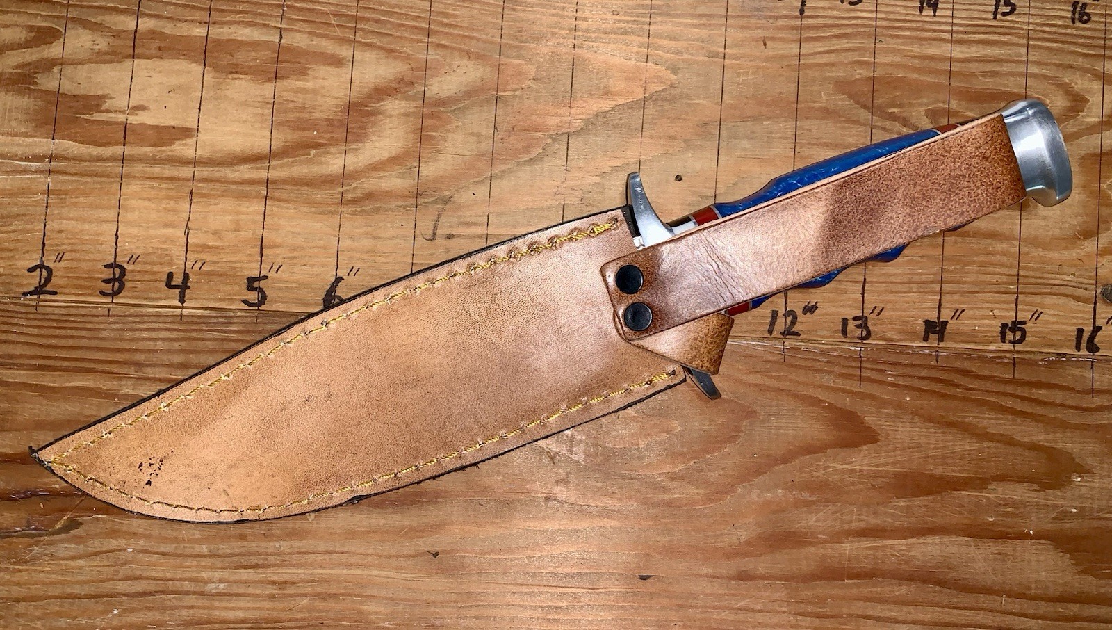 Custom Hand Forged Hunting Knife Laser Etched Damascus w/ Leather Sheath