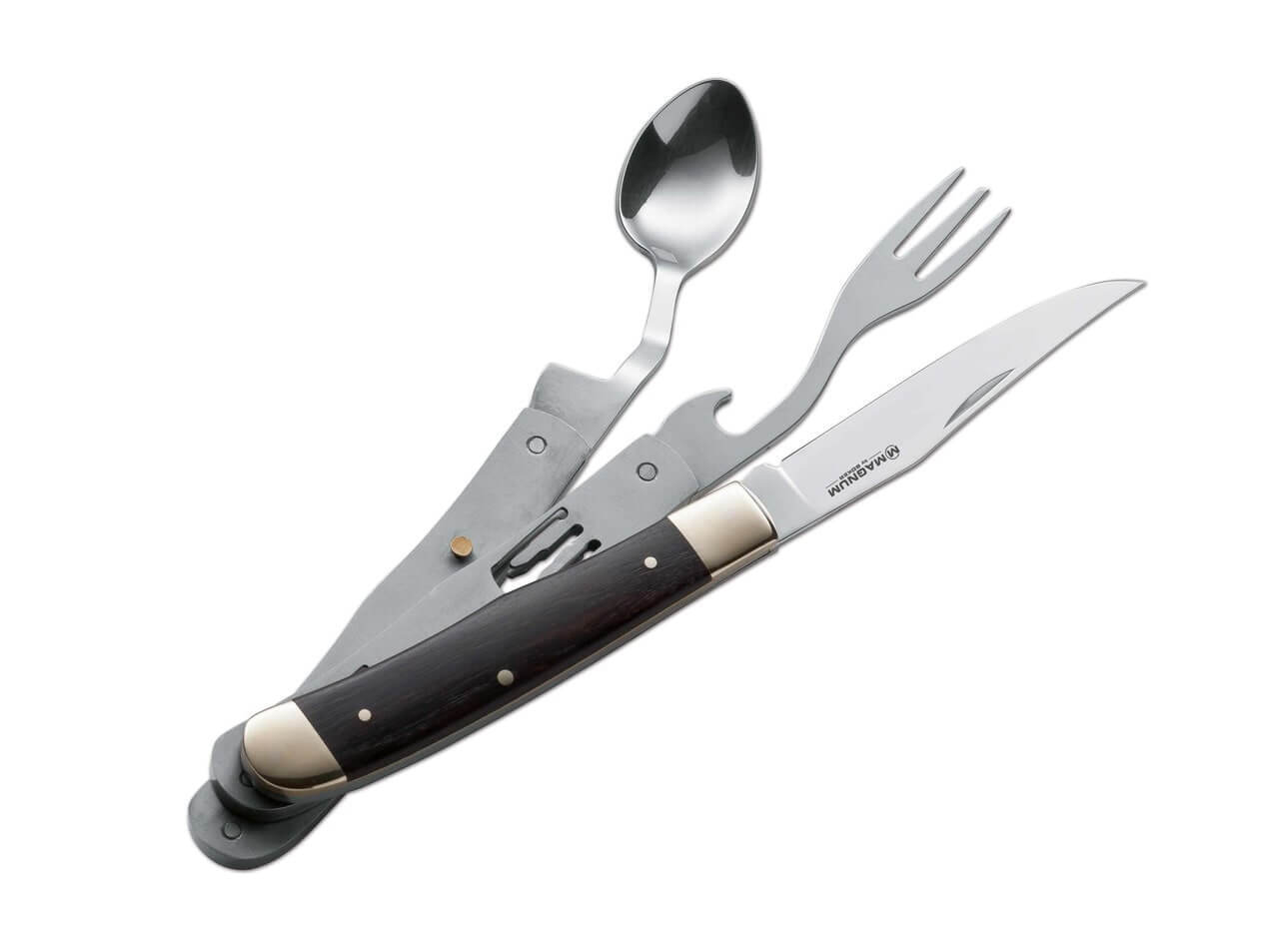 MAGNUM Bon Appetite 3.3″ Hobo Camping Knife 440A Spoon Fork Wood Handle 01LL209