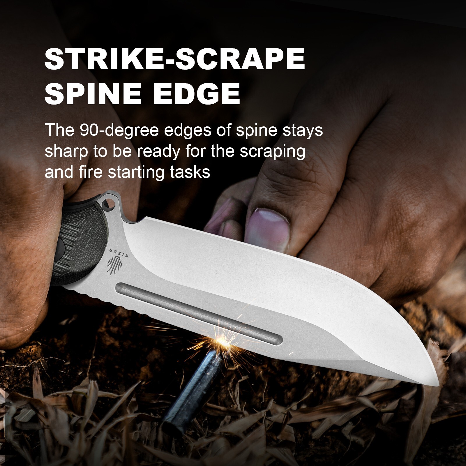 Kizer Ursa Major Clip Point Pocket Fixed Knife Nitro-V Blade G10 Handle+Sheath