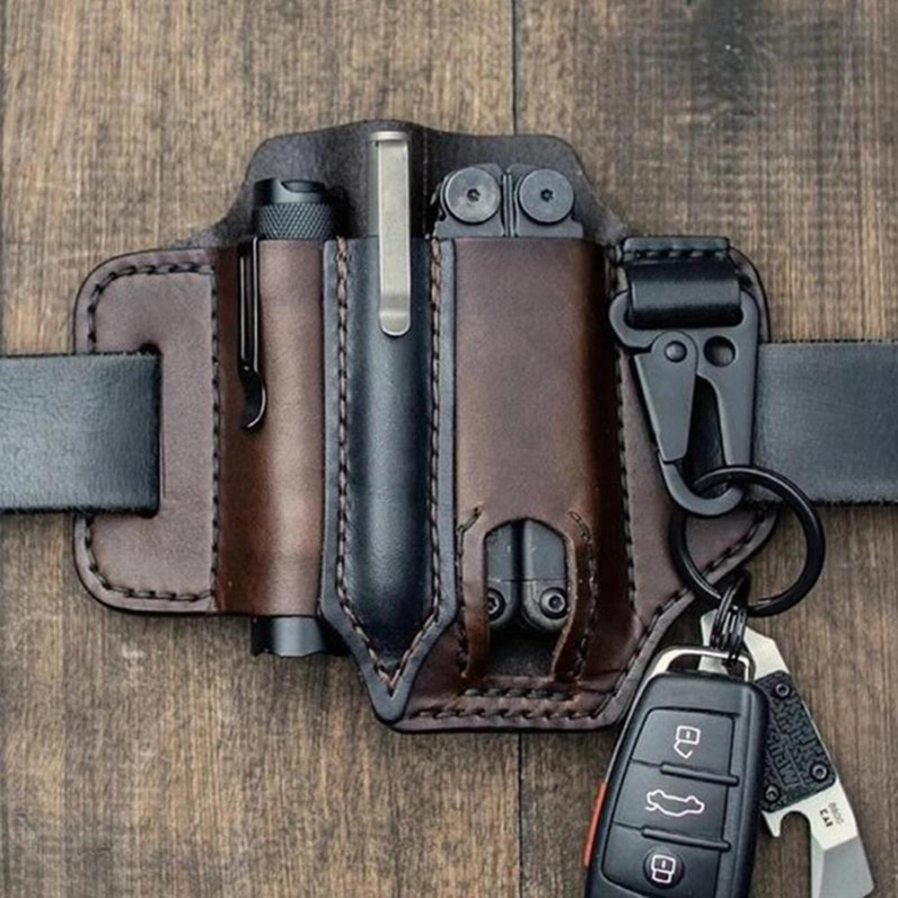 Multitool Leather Sheath Leather EDC Pocket Organizer – High Quality Brown EL