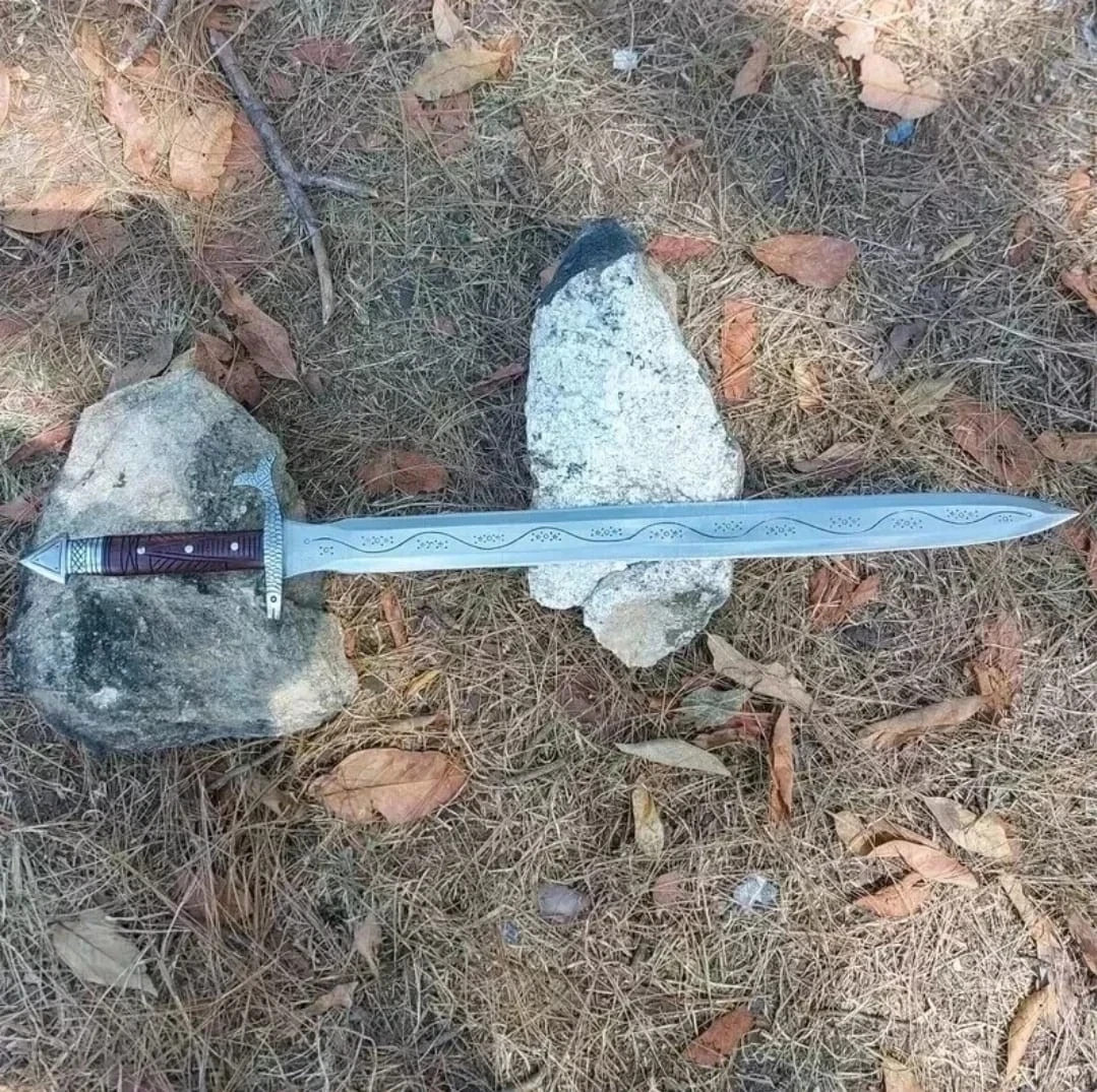34″ Long Medieval Viking Sword | Handmade Carbon Steel Blade | Hunting | Camping