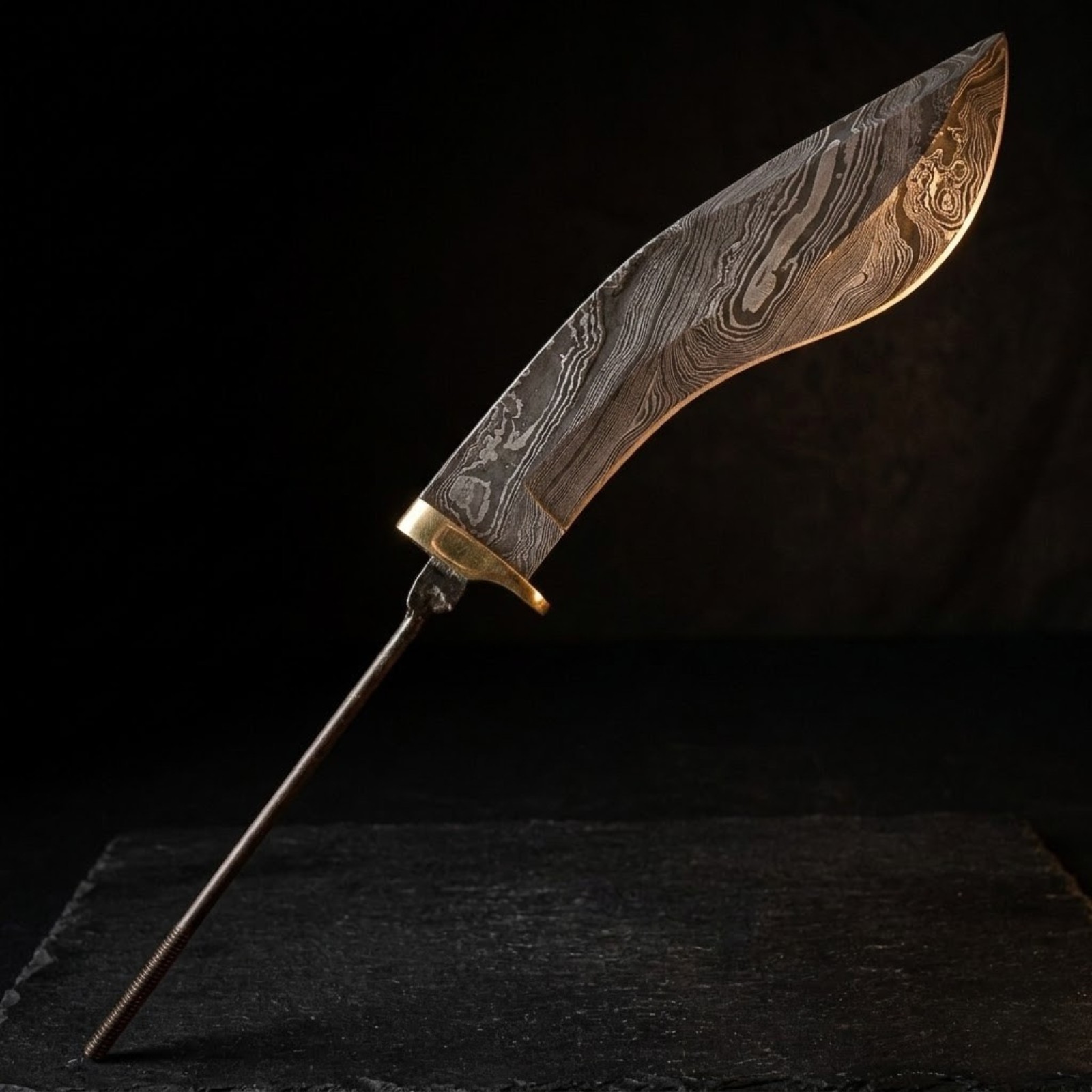 Damascus Tracker Knife Blank – Hand Forged DIY Survival Blade – Brass Guard 2026