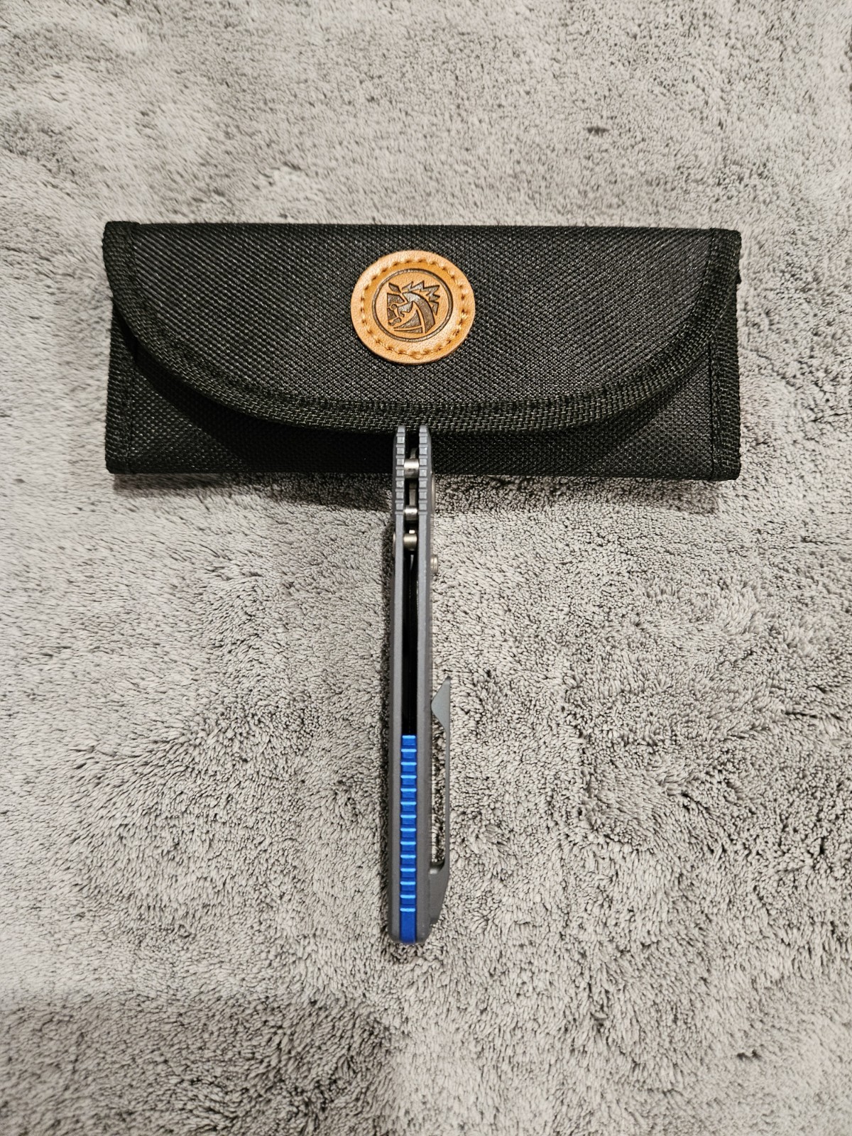 Custom Vosteed Porcupine Tislim 154CM Stonewash Blade Blue Ti Scales And Accents