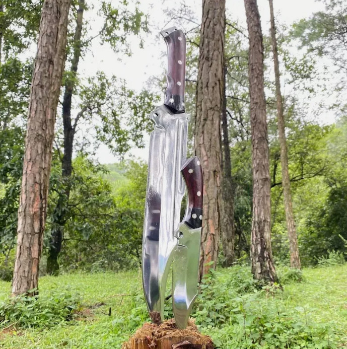 Custom Handmade Carbon Steel Blade Survival Bowie Knife- Hunting Knife Camping
