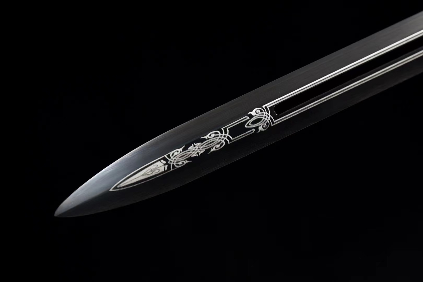43»Black Dragon Chinese Han Dynasty Jian 1095 Steel Double Edge Straight Sword