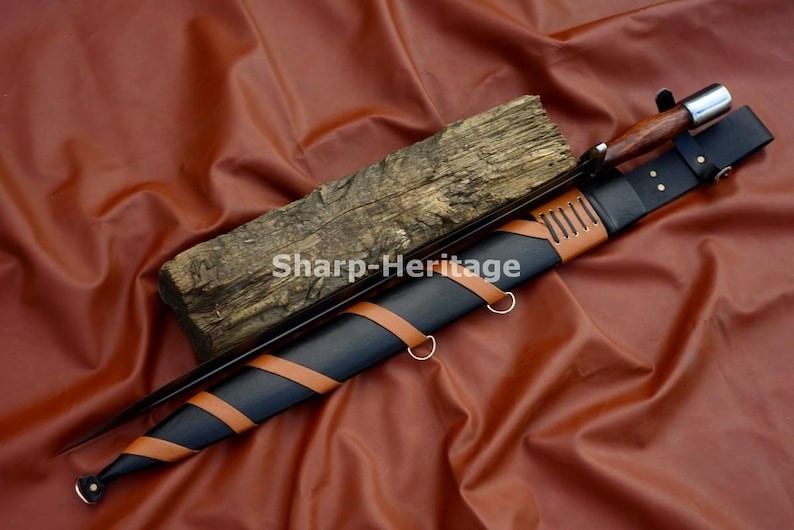 Xiphos Sword – 24 Inch Hand Forged Carbon Steel Greek Leaf Blade with Full Tang