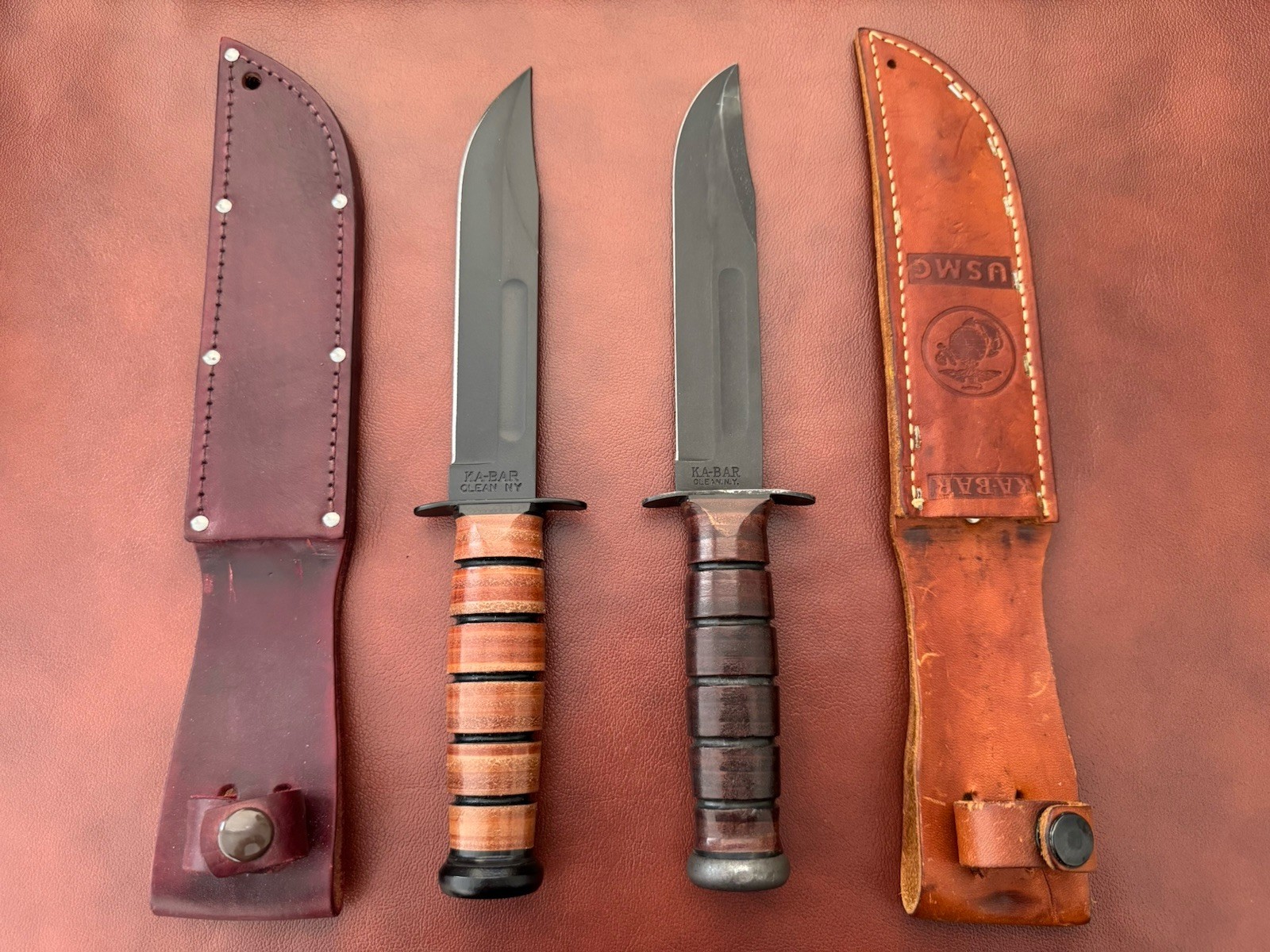 Lot Of 2 Ka-Bar 1217 USMC Fixed Blade Fighting Knives Made In USA