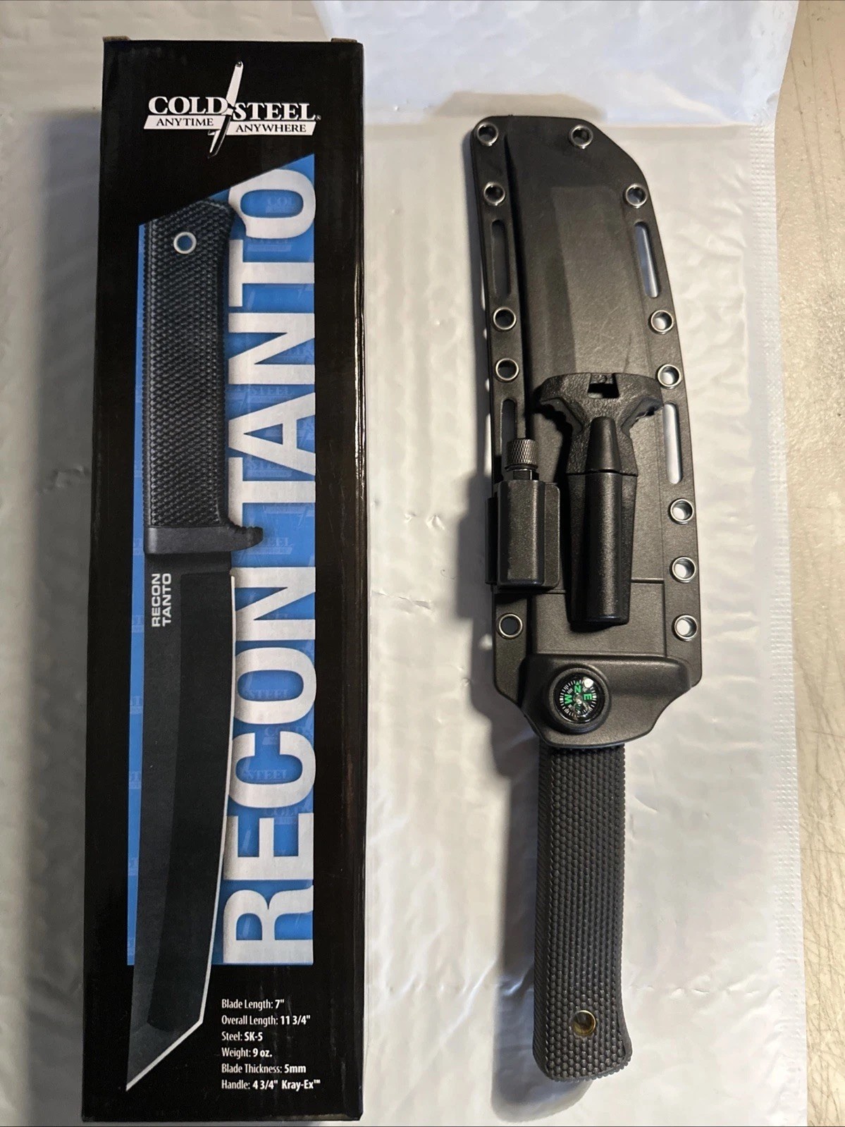 Cold Steel 49LRT Recon Tanto Fixed 7″ SK-5 Blade,Sheath (Blade Silver Color) New