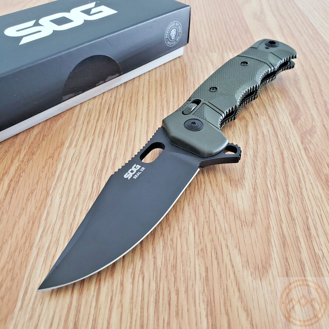 SOG SEAL XR Folding Knife 4″ S35VN Steel Clip Point Blade OD Green GRN Handle