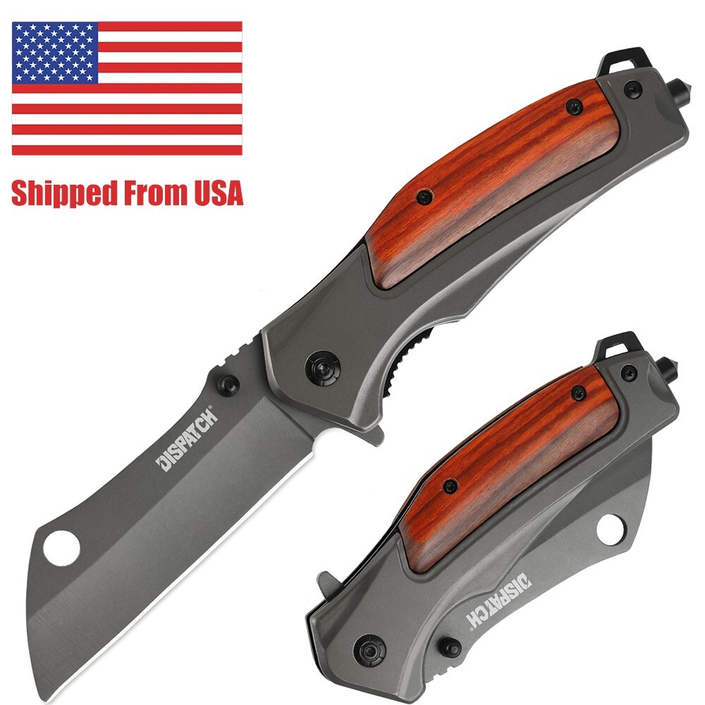 4.7″ Spring Assisted Folding Knife with Pocket Clip EDC Wood Handle Pocket Knife