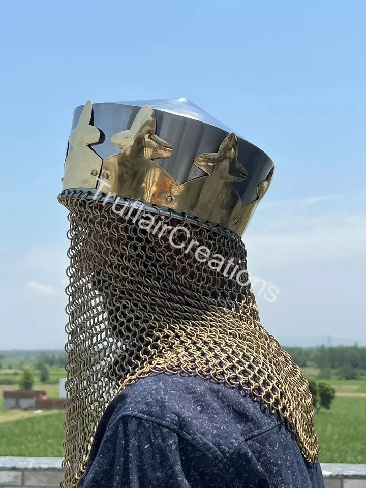 Monty Python King Arthur Helmet, Armor Helmet with Av Entail, Chain Mail Helmet