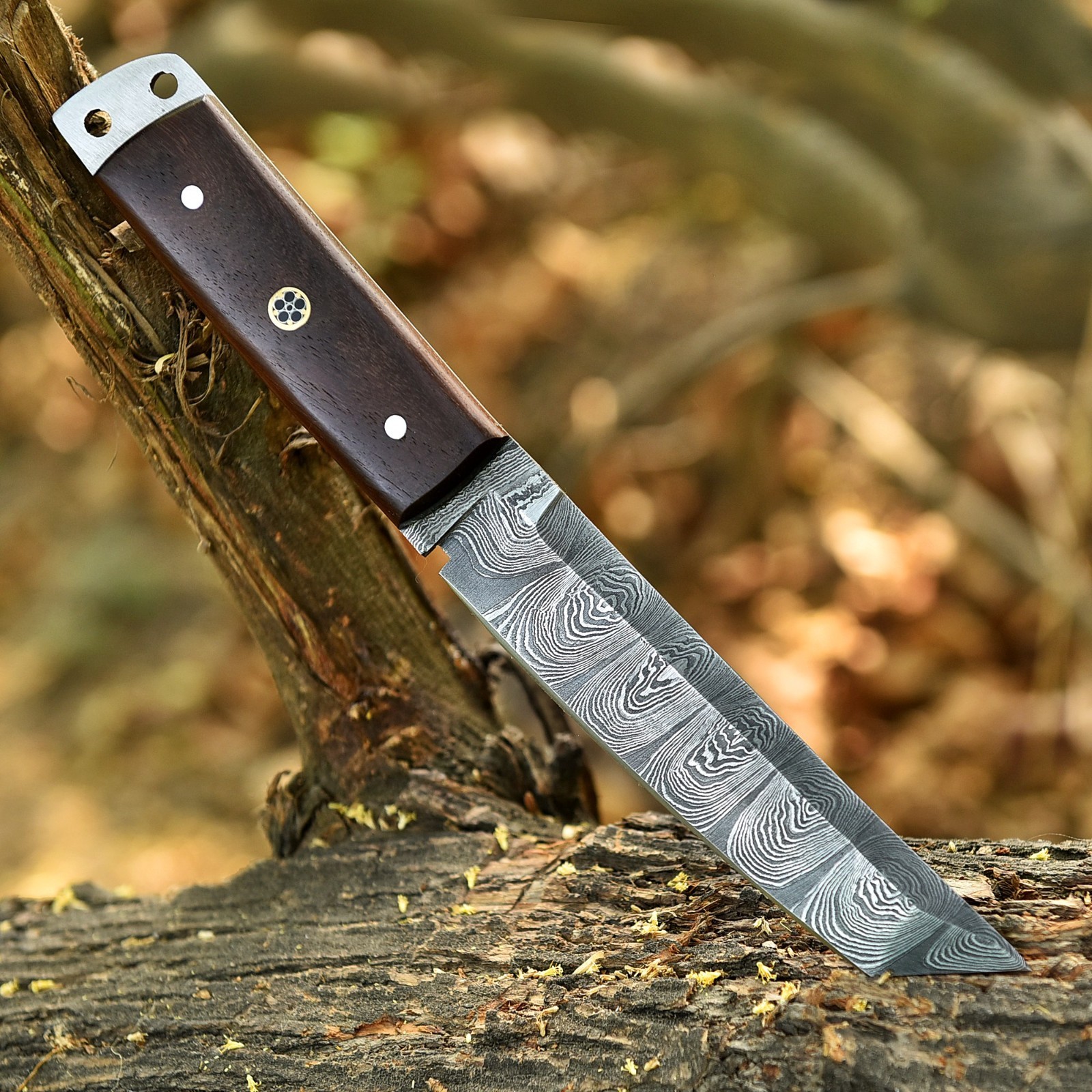 Custom Made Hand Forged Damascus Steel Fixed Blade Tanto Knife Hunting UU 41