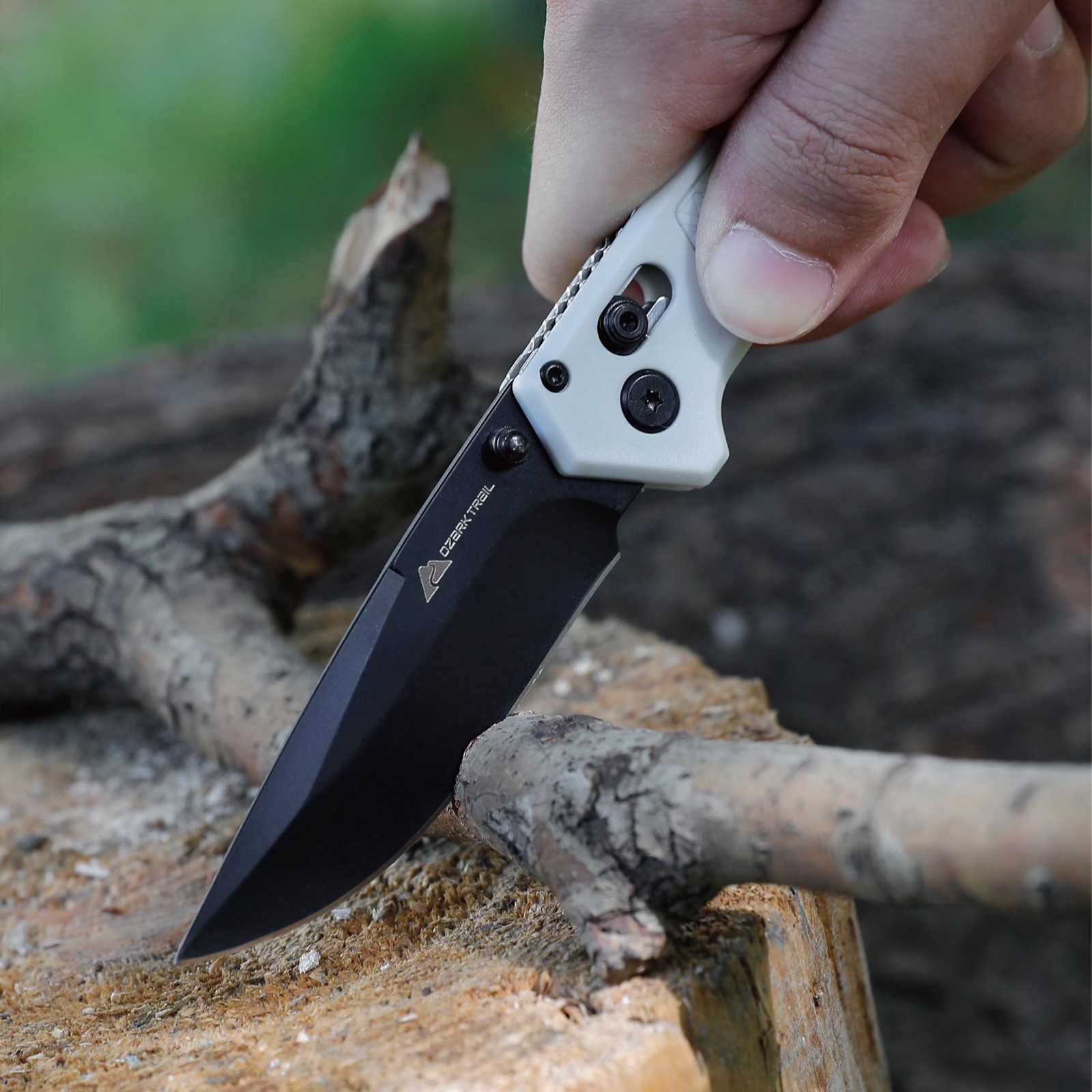 Ozark Trail Glacier 7.5 Inch Folding Knife White w/ Shaft Lock