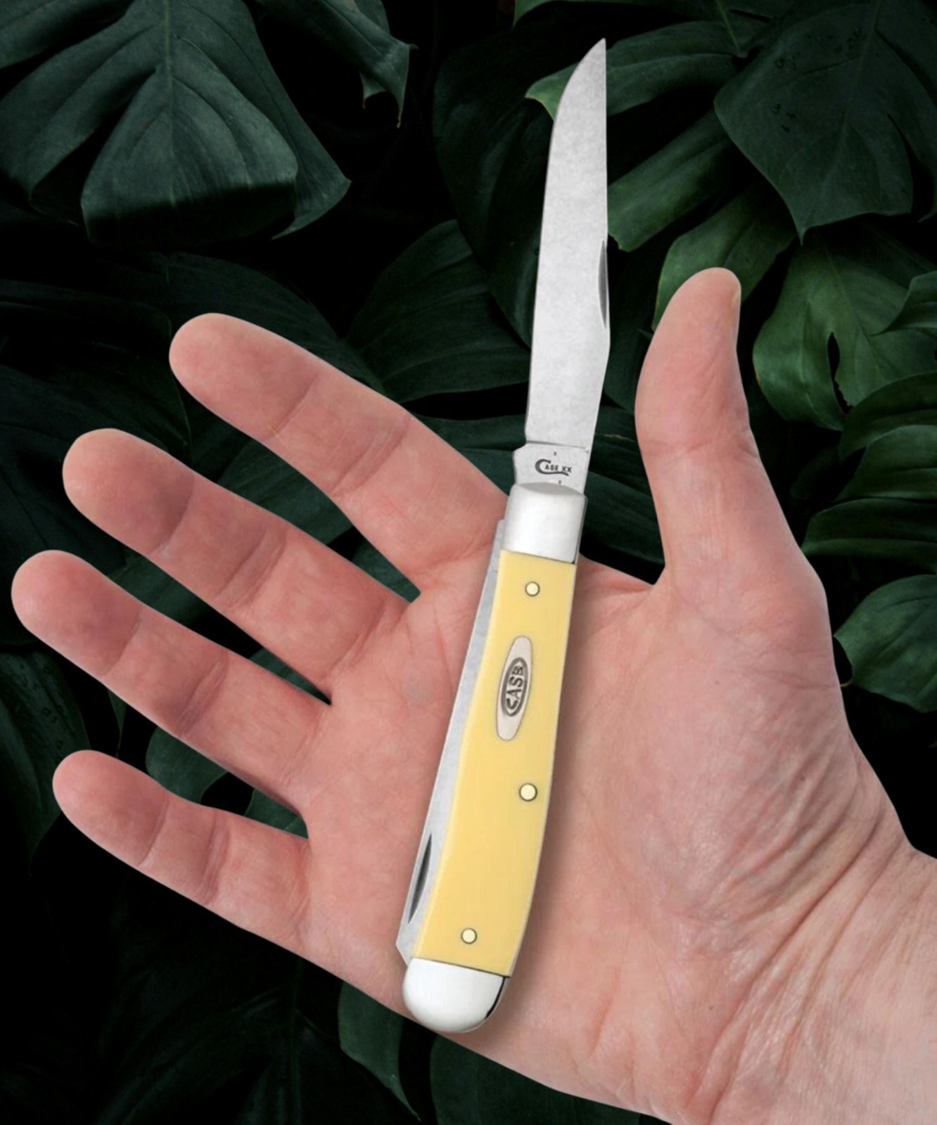 CASE XX 30114 TRAPPER KNIFE WITH POCKET CLIP YELLOW SYNTHETIC 1095 CARBON STEEL