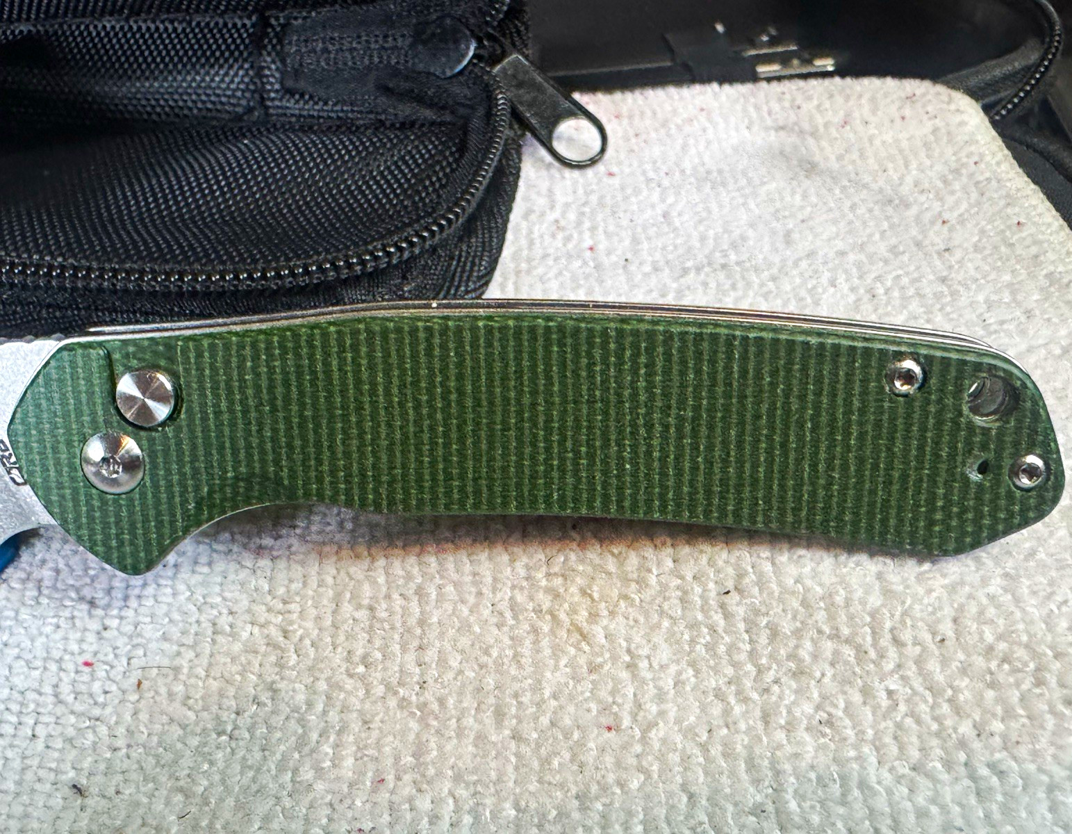 CJRB Pyrite Alt Green G10 Drop Point Plain Edge Manual Liner Lock Pocketknife
