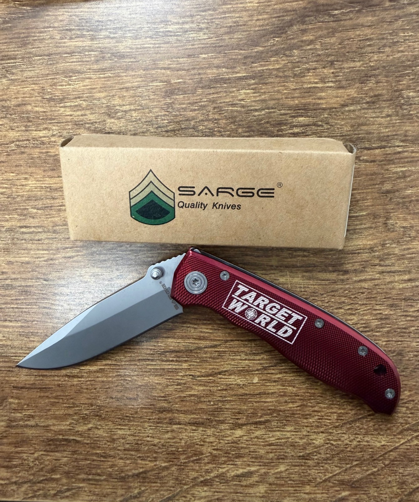 Sarge Knife Red Target World Branded