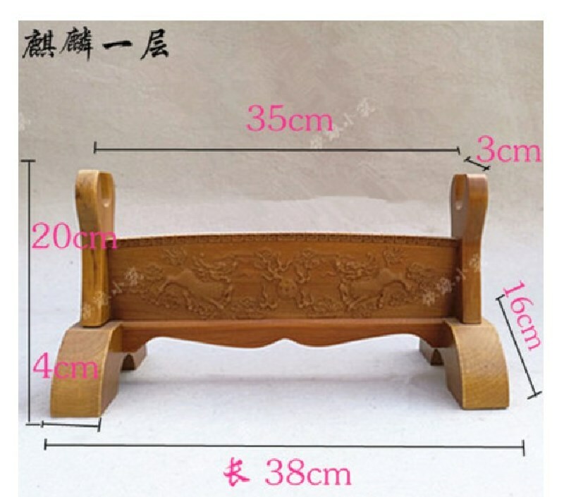 Wood Samurai Sword Katana Holder Stand Display Rack China Dragon Carved 1-3 Tier