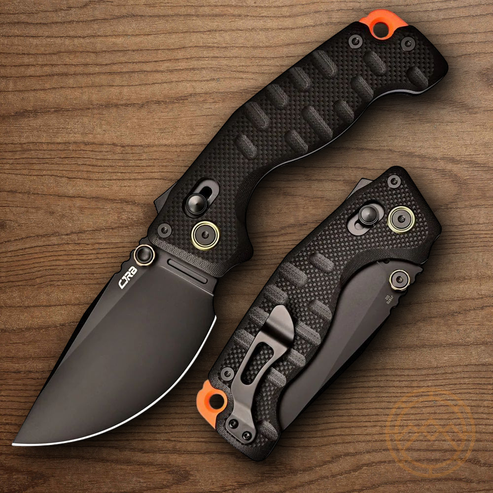 CJRB Doubletap Folding Knife 3⅞» D2 Tool Steel Drop Point Blade Black G10 Handle