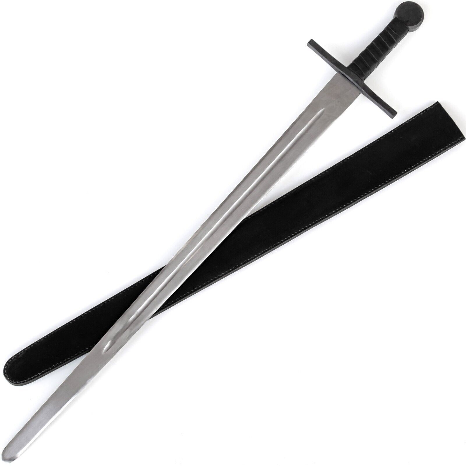 Medieval Sword w/ Leather Sheath Hand Forged Full Tang Dual Tone Handle