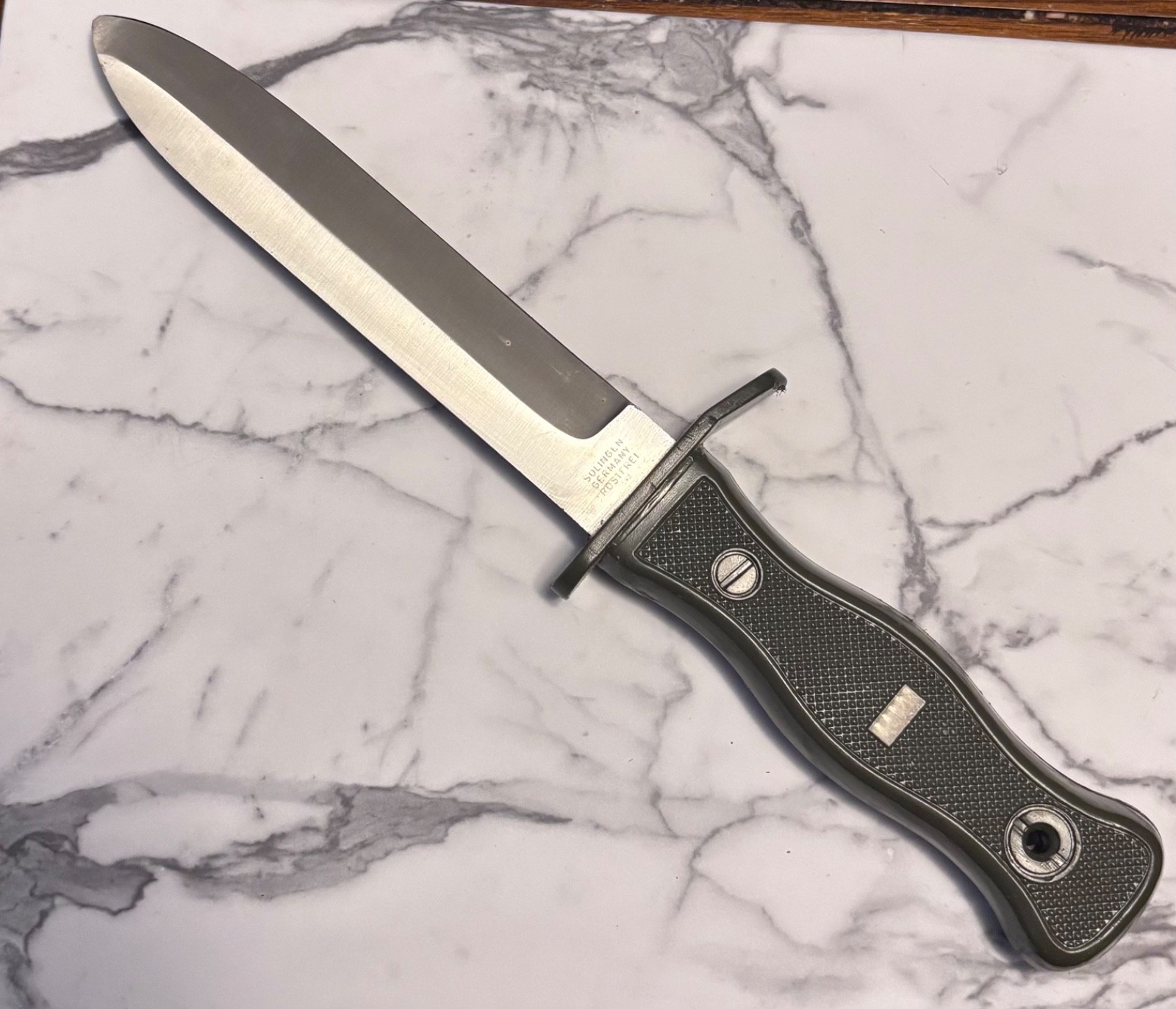 Vintage Original Bundeswehr German Army Combat fixed blade knife with sheath.