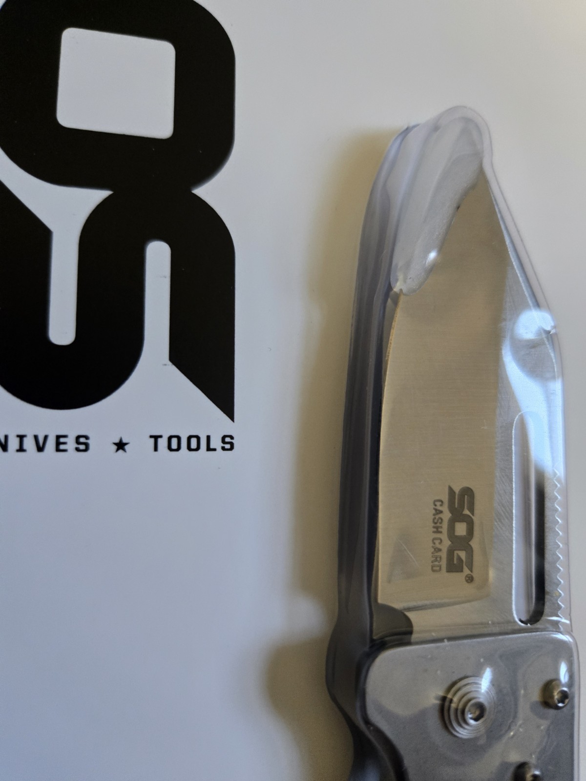 SOG Cash Card Folding Knife, Money Clip, Plain Edge, Stainless