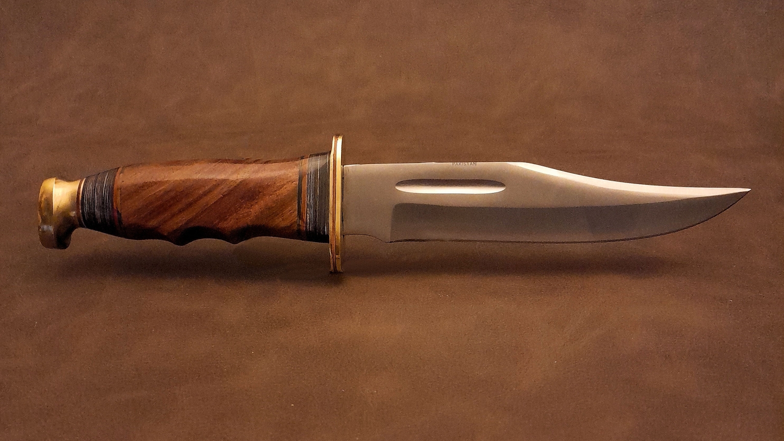 11.25″ Real Figured Burl Walnut Hardwood Fixed Blade Bowie Hunter EDC Knife