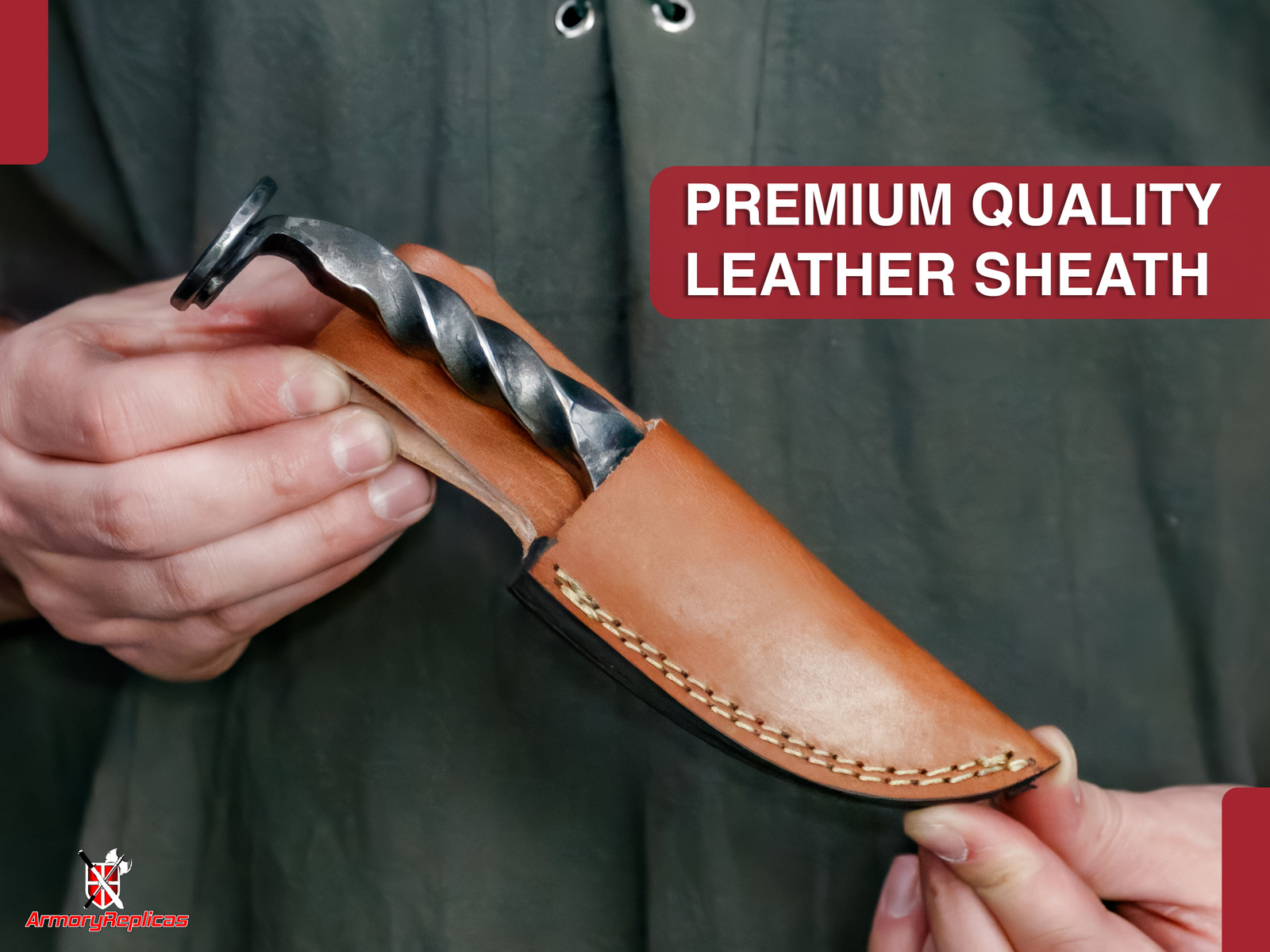Full Tang Hand Forged Spike Knife Leather Sheath Outdoor & Camping