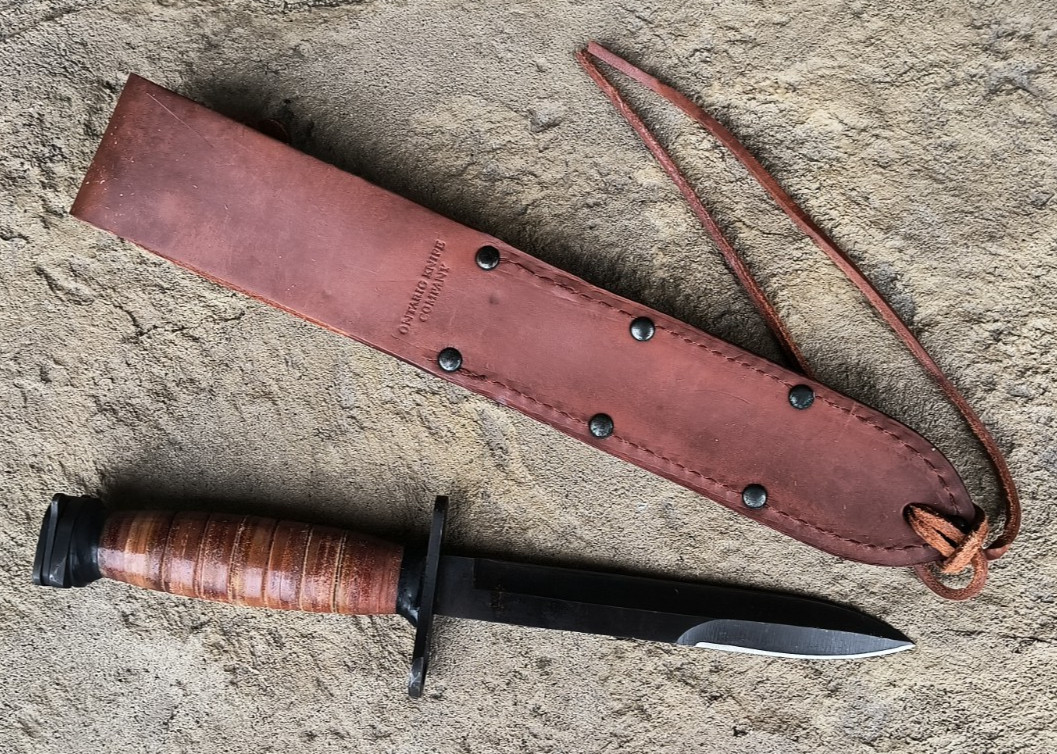 WWII M3 Trench Knife Replica Stacked Leather Dagger + M8 Style Sheath NEW