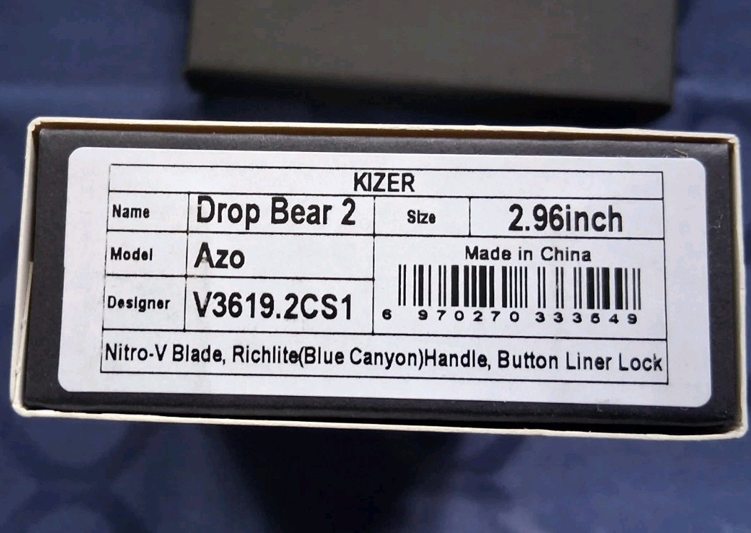 🔥 KIZER – Drop Bear 2 EDC Knife w/ Nitro-V Blade & Richlite Handle (V3619.2CS1)