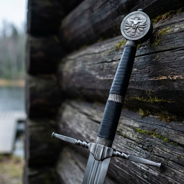 Geralt of Rivia 38″ Handmade White Wolf Sword Movie Stainless Steel Replica