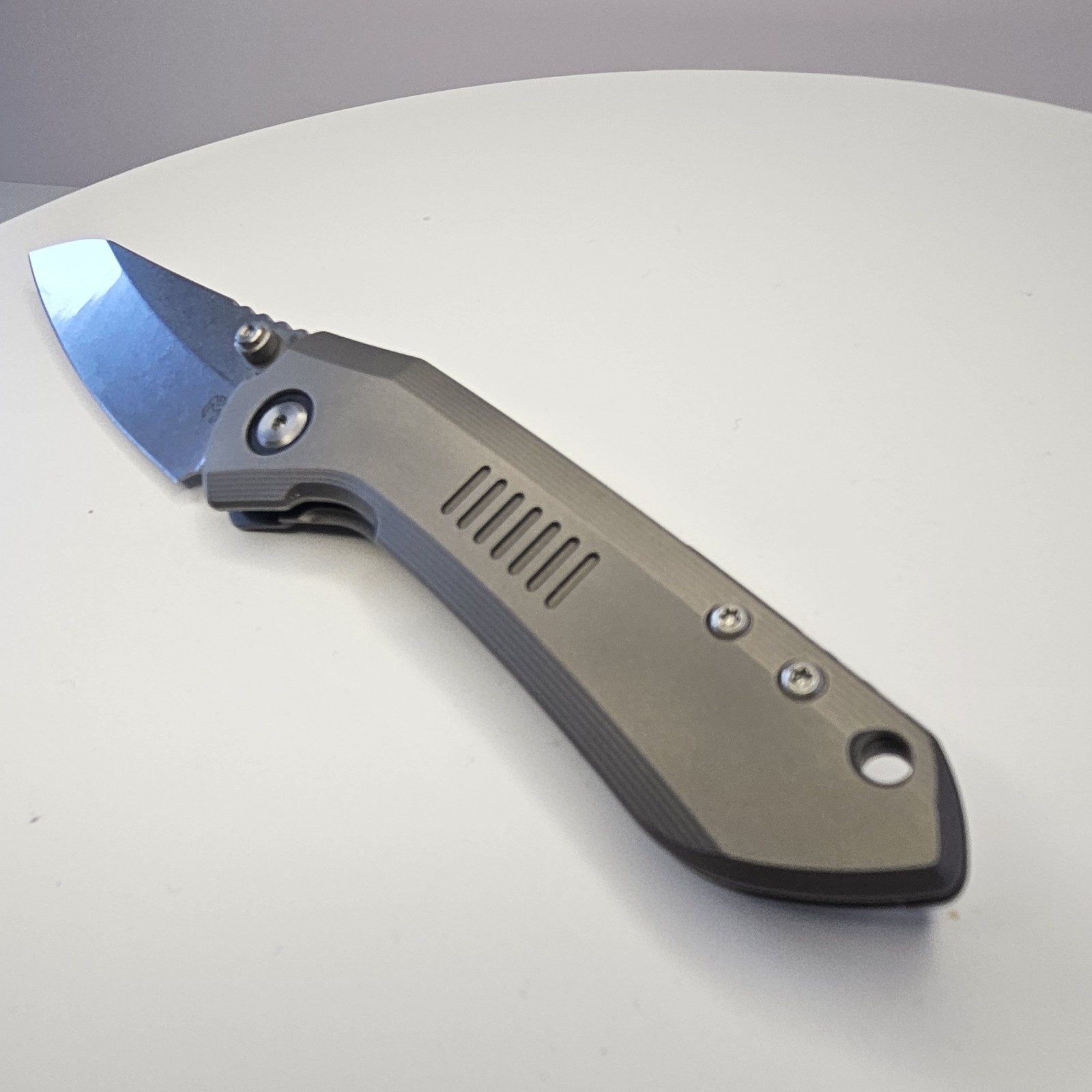 Millit Knives Overland Gray Titanium Frame Lock MagnaCut Drop Point Plain Manual