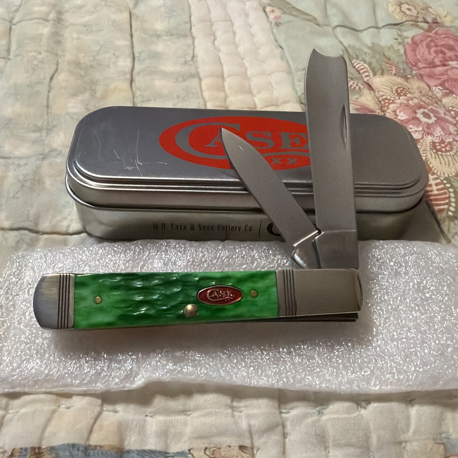 🔥🔥2024 Case XX Magicians Razor Green & Red Bone In Tin Opened 10933