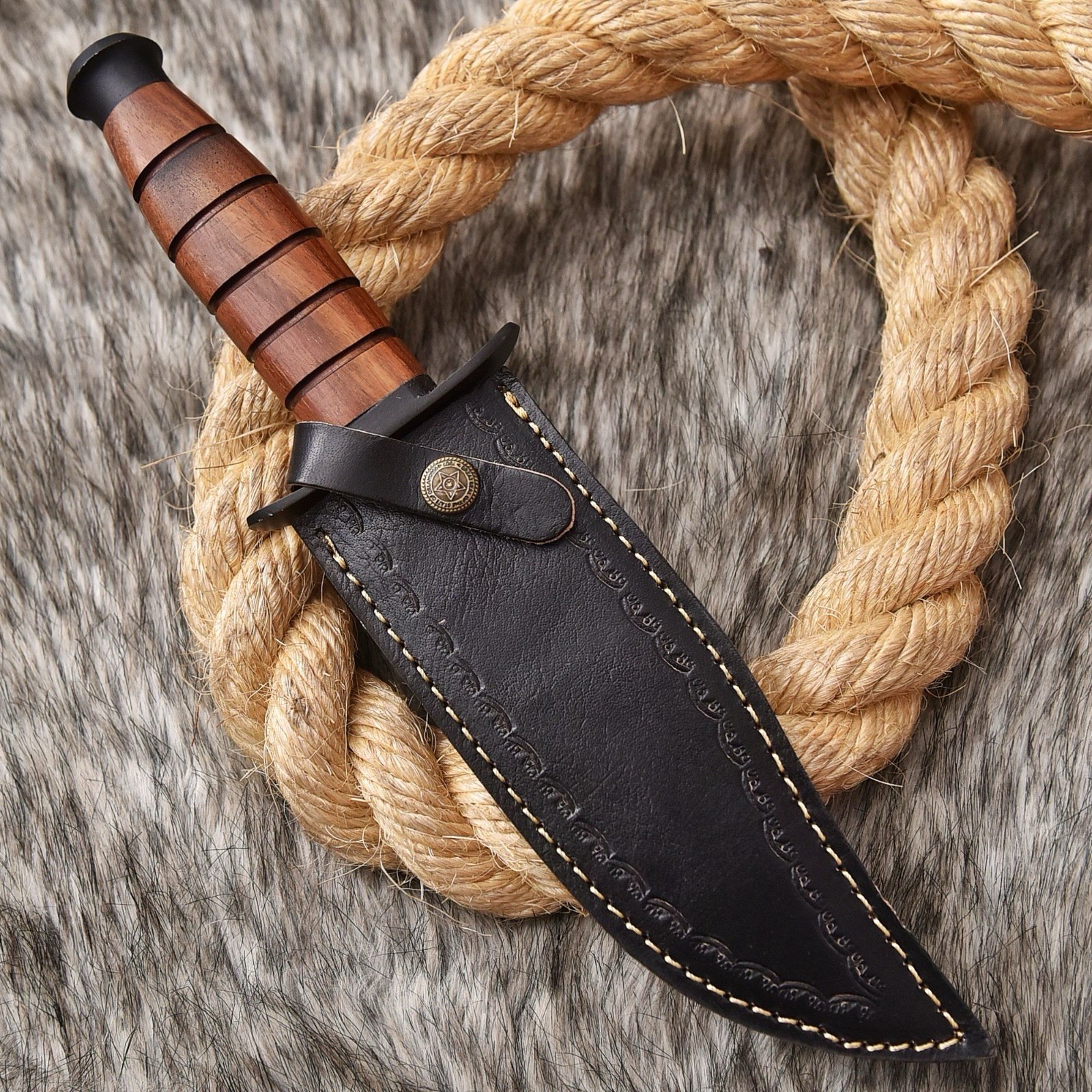 Custom Made Carbon Steel Fix Blade Bowie Knife Tactical Hunting