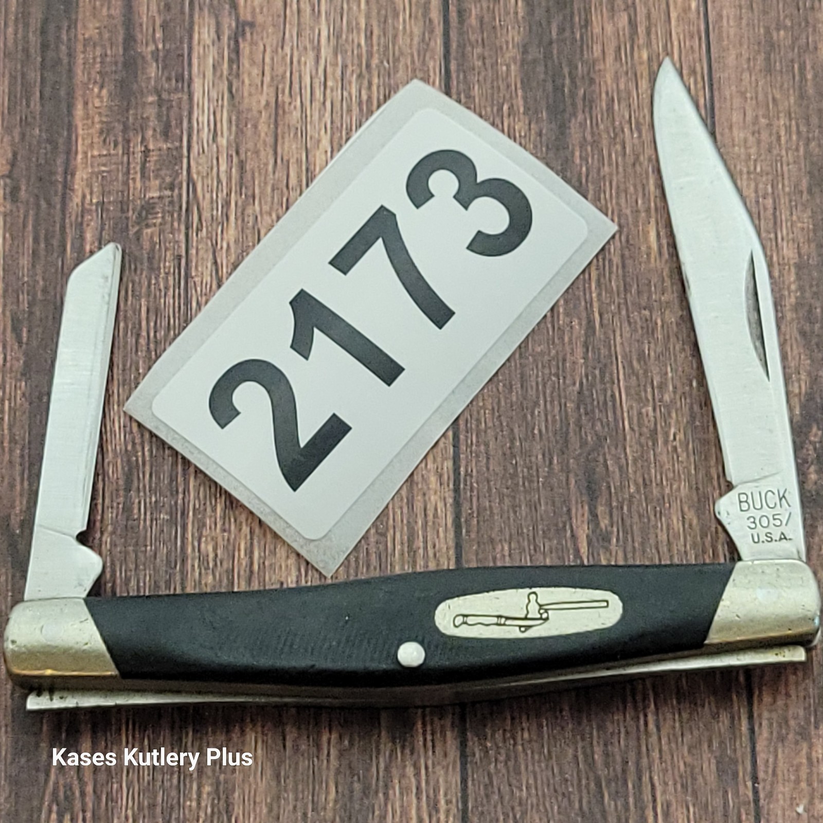 Buck 305 Lancer 2.75″ Closed Black Delrin SS Pocket Knife Made In USA 1993