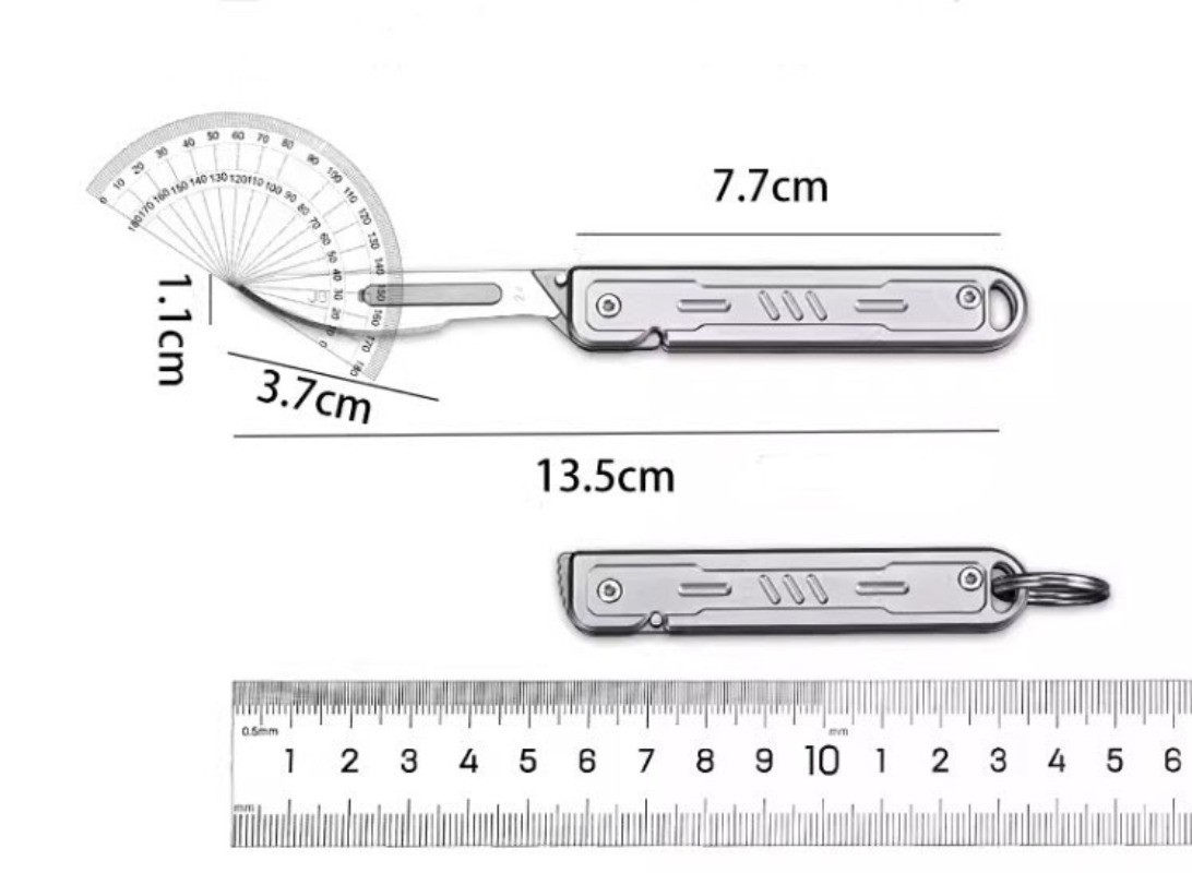 Stainless Steel Folding Utility Knife Scalpel Blade Outdoor EDC Keychain Tool