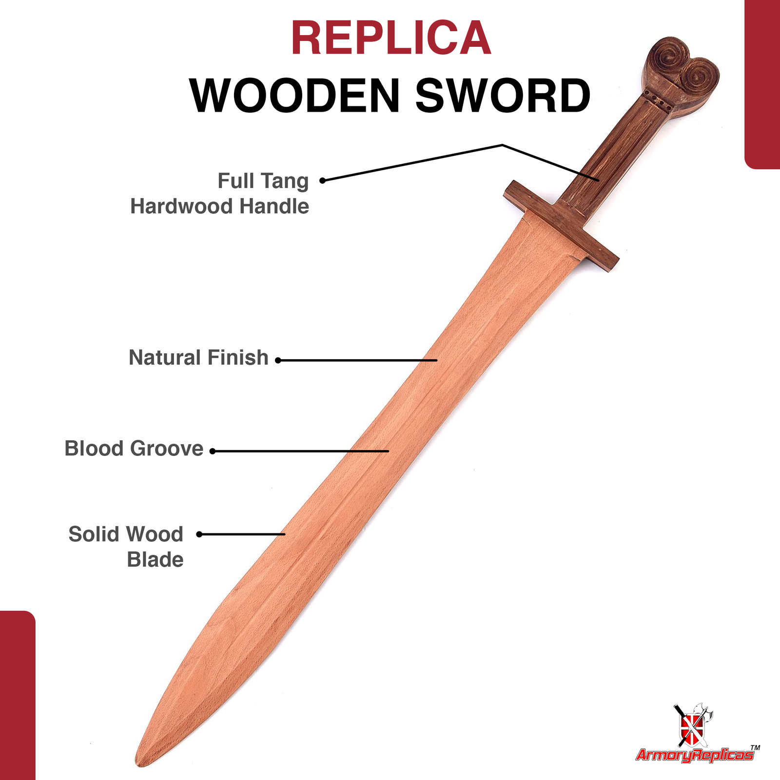 Full Tang Custom handmade sword Spartan Greek Hardwood Blade Cosplay Ready