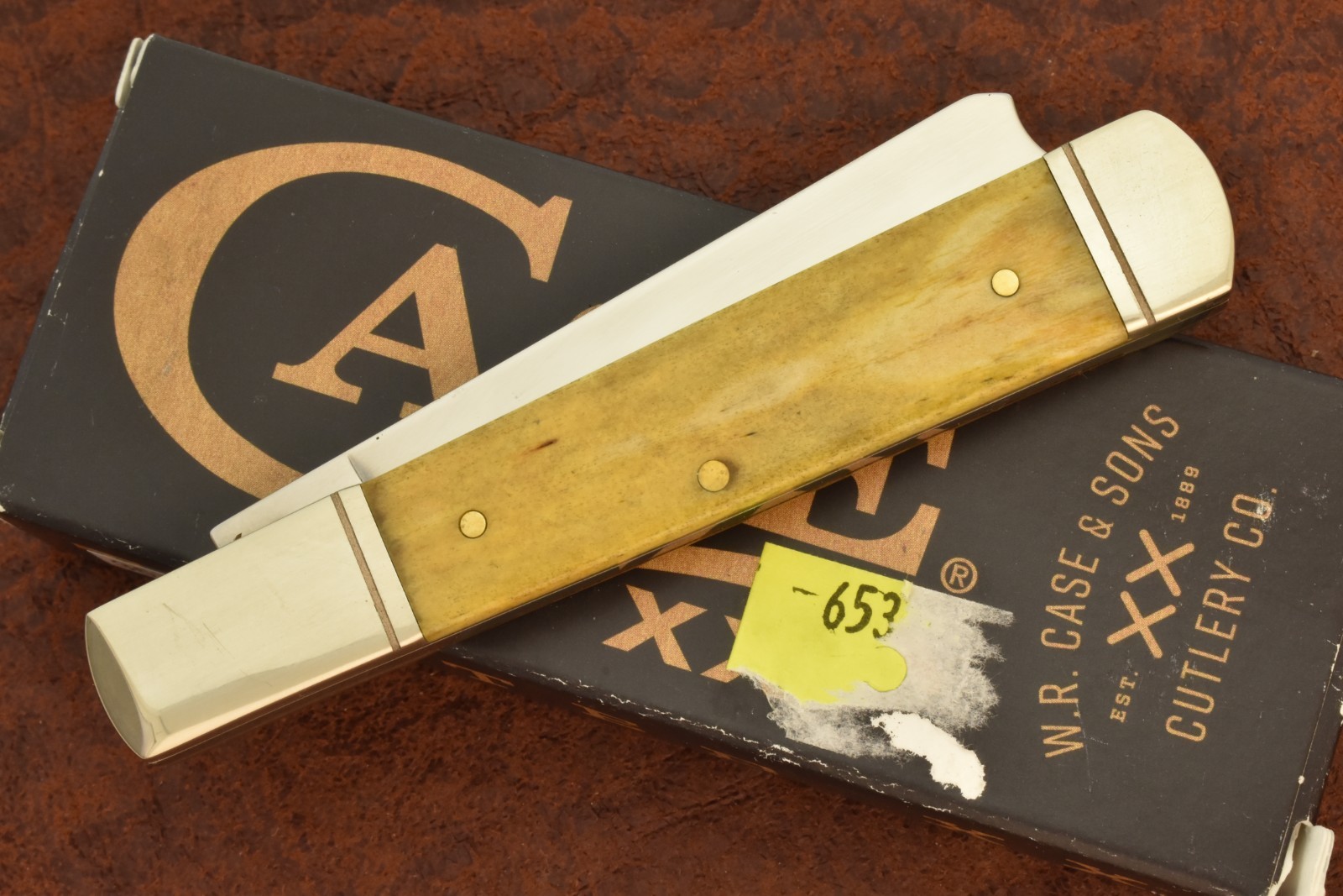 CASE XX USA 2024 SMOOTH ANTIQUE BONE GROOVED BOLSTER RAZOR KNIFE 61005RAZ (35778