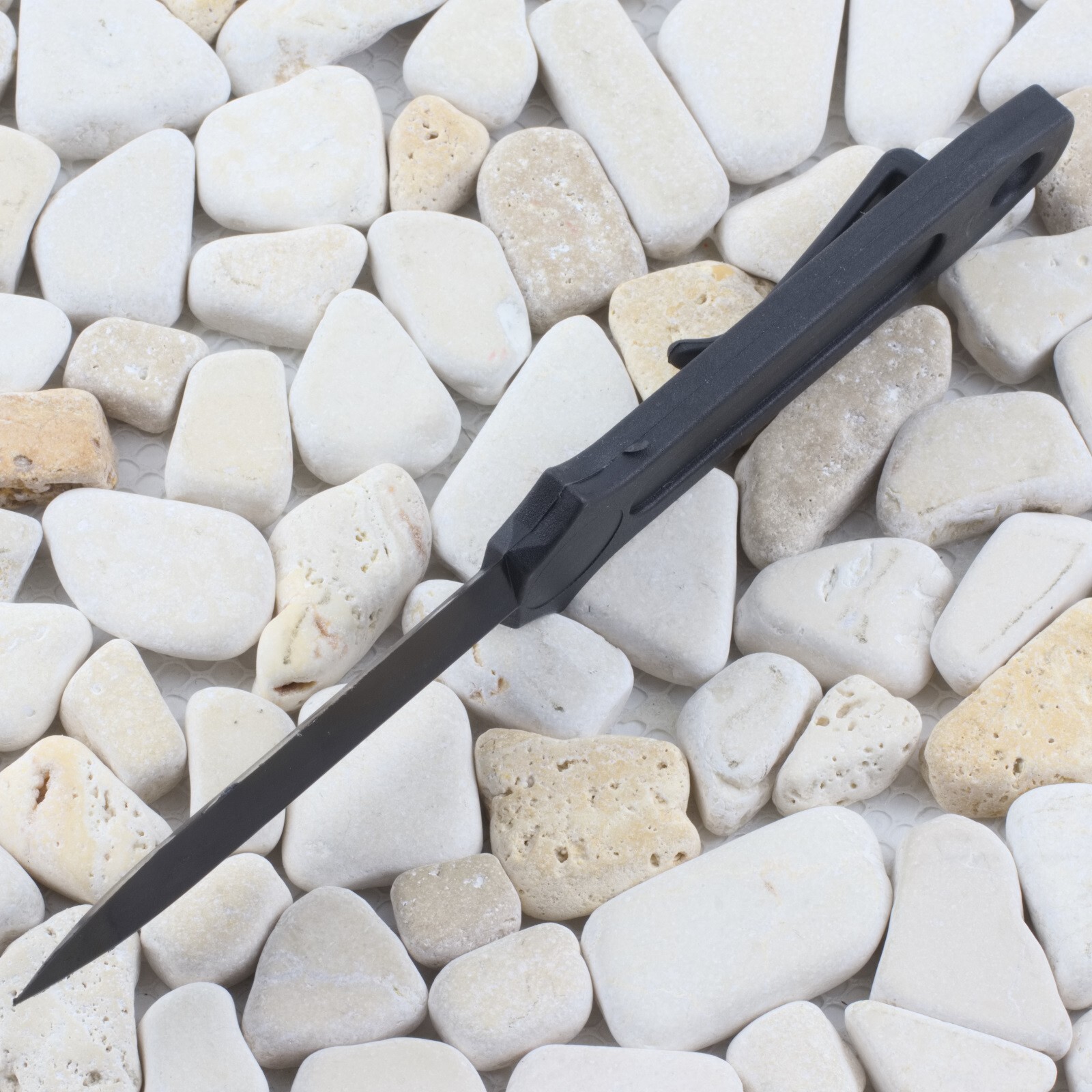 CIA Sticker Fixed Blade Knife Non Metal One Piece Construction Black Sheath